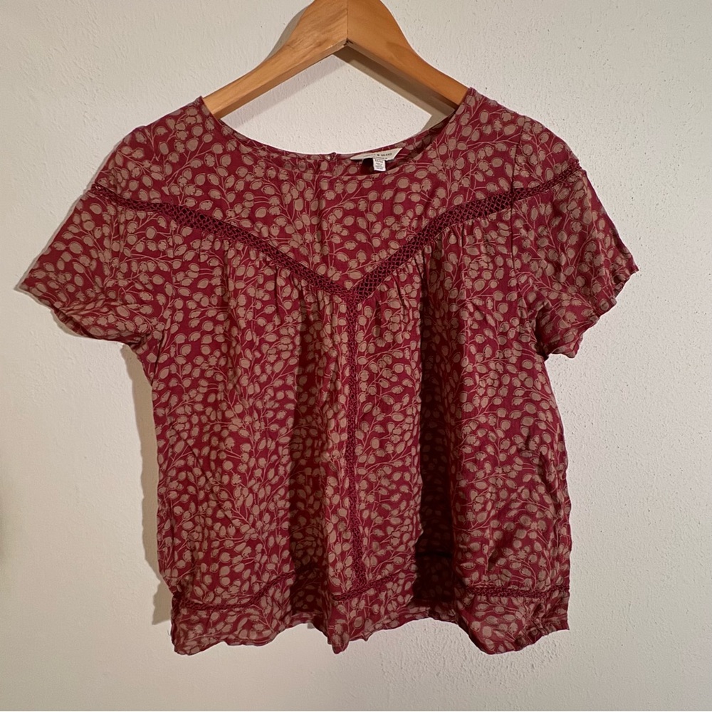 Lucky Bran Women's Red Patterned Top - Medium